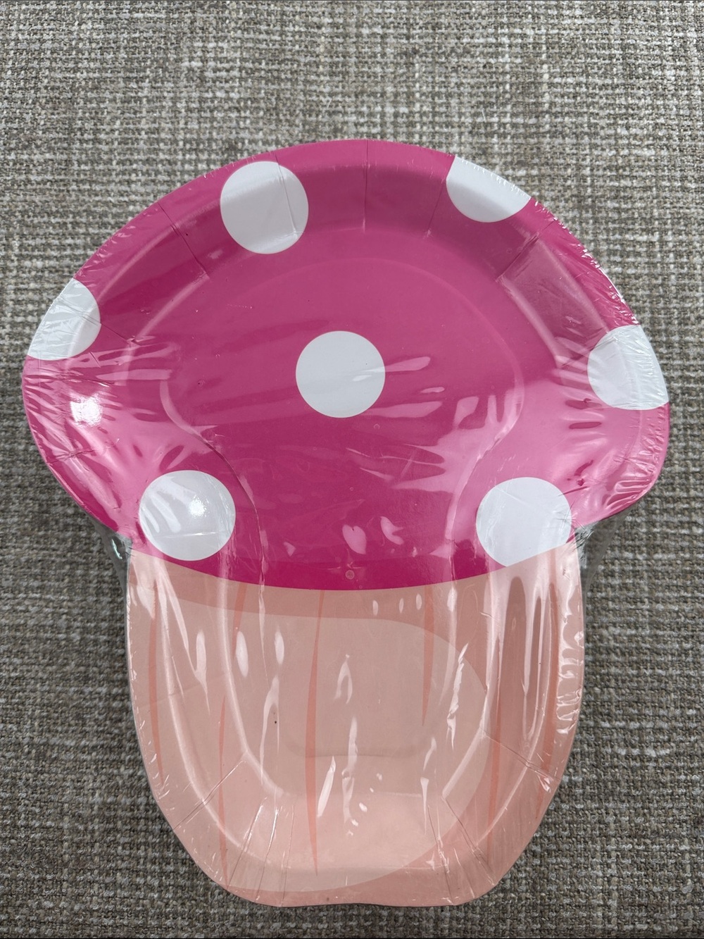 Pink Polka Dot Mushroom Party Plates - Pack of Disposable Plates pack of 50